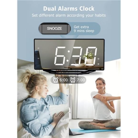 8.7 Large Display Dual Alarm Clock Bedroom with Battery Backup LED Digital Clock - Picture 2 of 6